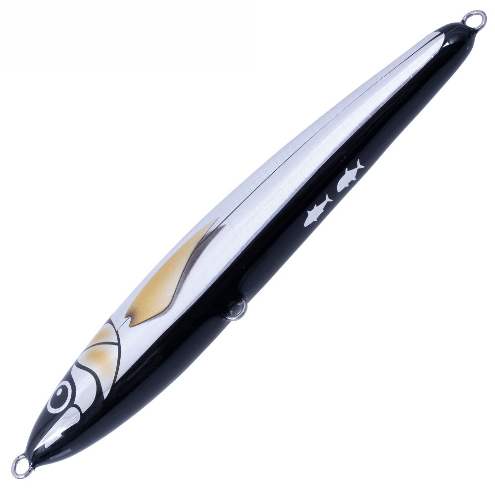 BERTOX Saltwater Handmade Wooden Floating STICK BAIT 25cm/170g Black Foil - Image 3
