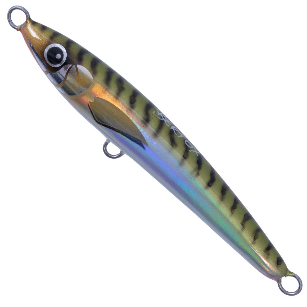BERTOX Saltwater Handmade Wooden Sinking STICK BAIT 15cm/50g Green Mack Foil - Image 2
