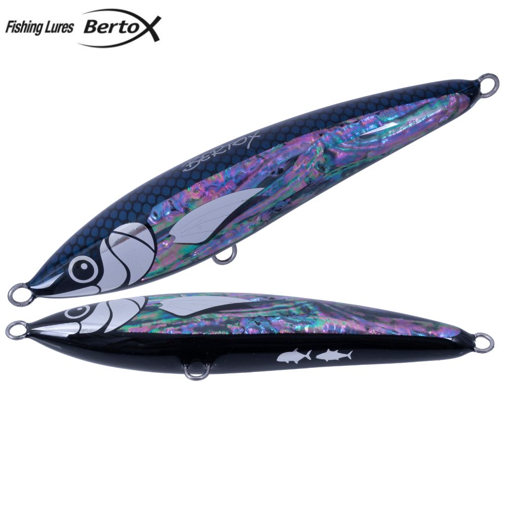 BERTOX Saltwater Handmade Wooden Floating STICK BAIT 20cm/110g Black Abalone