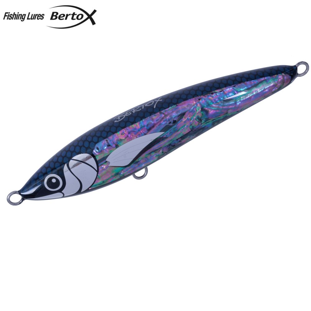 BERTOX Saltwater Handmade Wooden Sinking STICK BAIT 18cm/100g Black Abalone