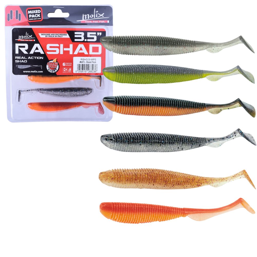 MOLIX Scented Soft Bait Lure RA SHAD 3.5” Mixed Pack MP-5