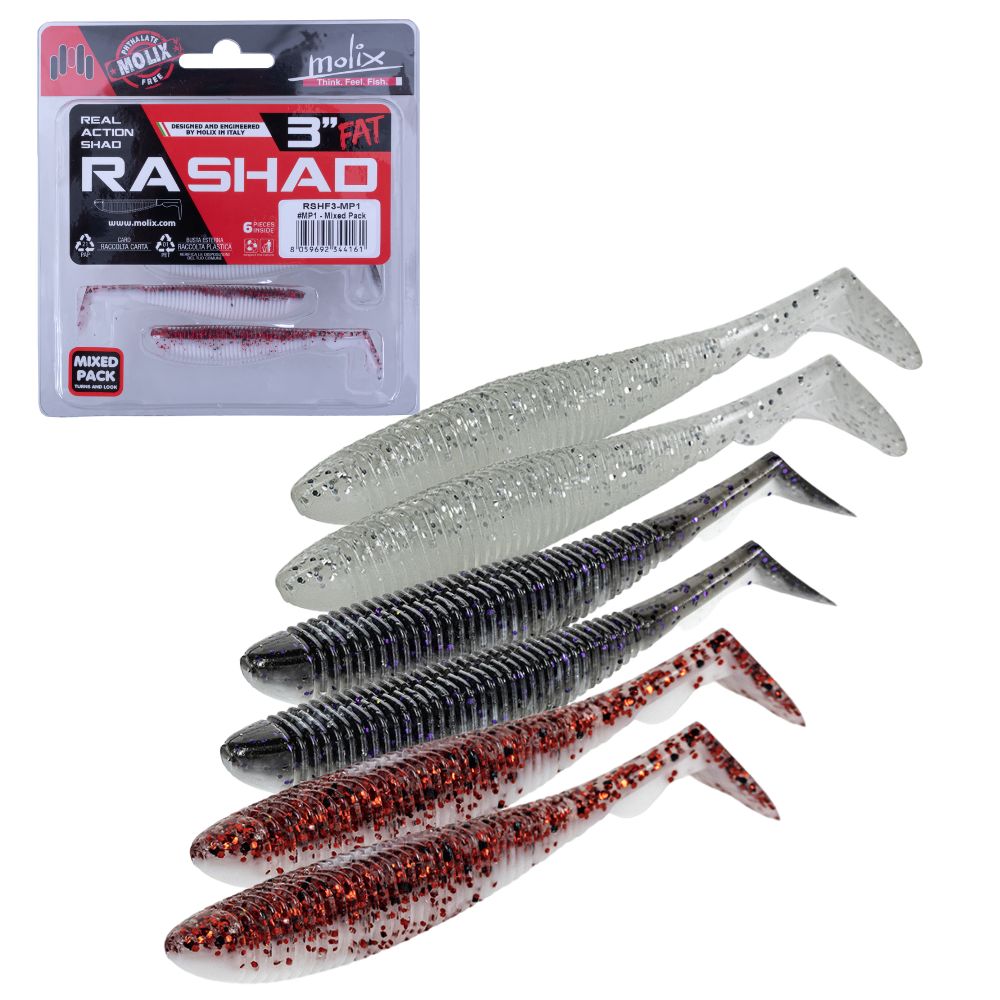 MOLIX Scented Soft Bait Lure RA SHAD 3“ FAT Mixed Pack MP1
