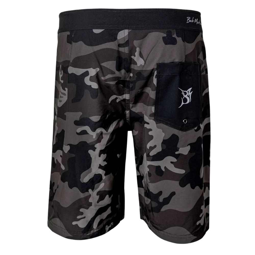 BOB MARLIN GEAR Water Resistant-Quick Dry BOARD SHORTS Black Camo - Image 2