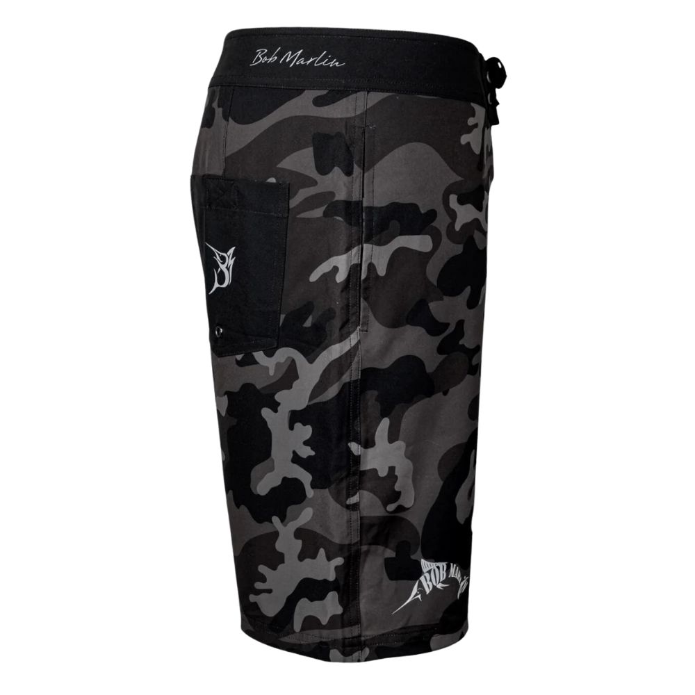 BOB MARLIN GEAR Water Resistant-Quick Dry BOARD SHORTS Black Camo - Image 3