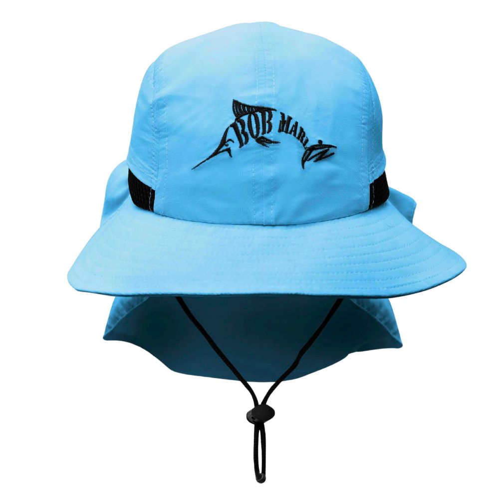 BOB MARLIN Gear Water Resistant-Sun Protection Headwear FISHING HAT Blue