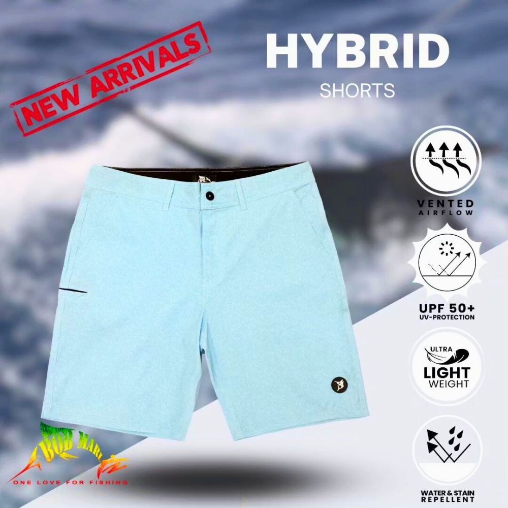 BOB MARLIN GEAR Water Resistant-Quick Dry-UV Protection HYBRID SHORTS Light Blue - Image 5