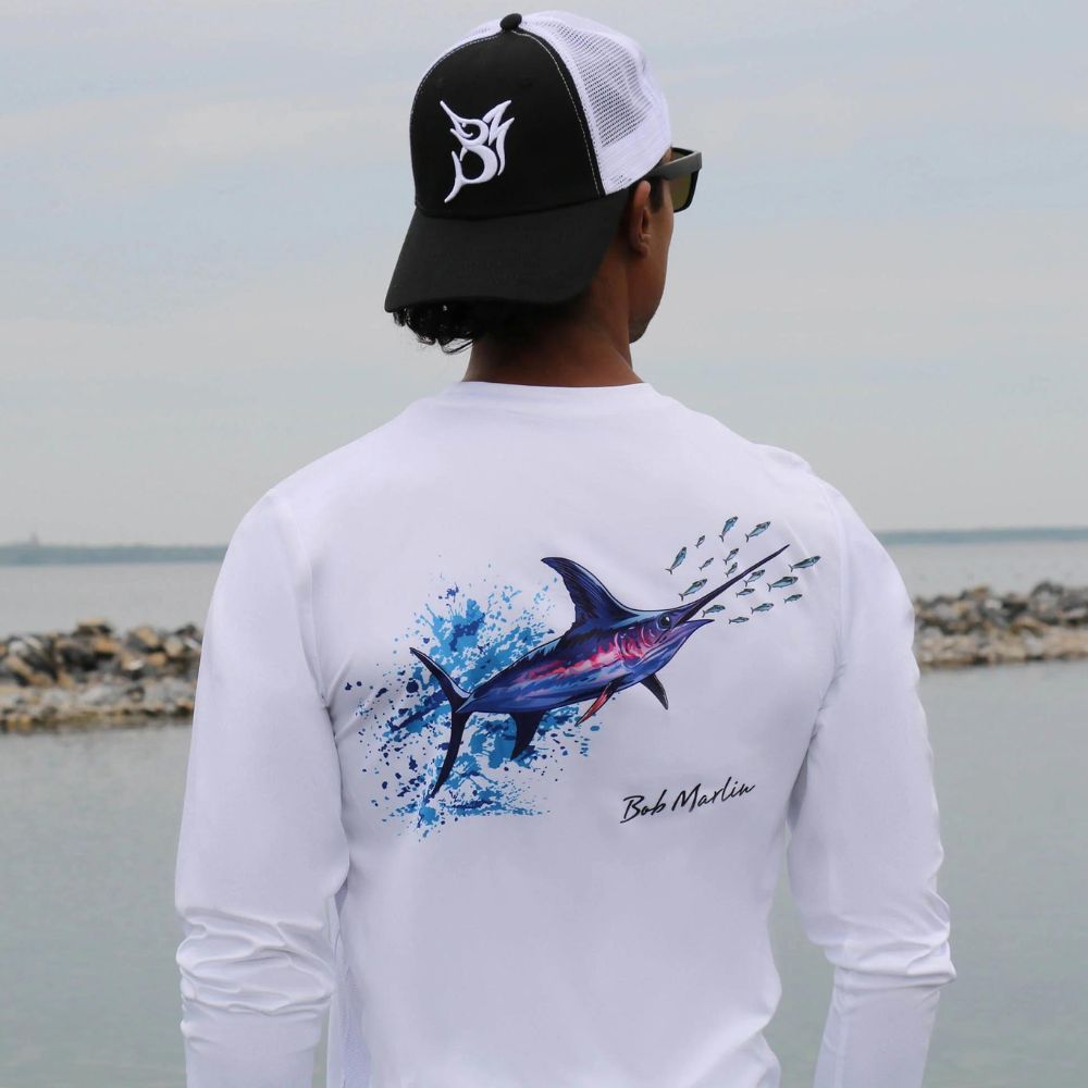 BOB MARLIN Water Resistant-Sun Protection UPF 50+ Performance Shirt SWORD REBEL White - Image 3