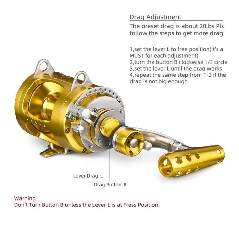 GOMEXUS Offshore Fishing Conventional 2-Speed Reel 30W-HX30-GD - Image 7
