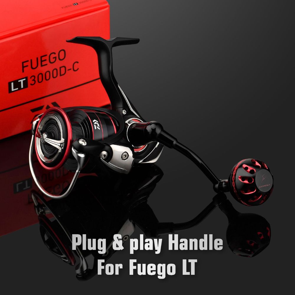 GOMEXUS Spinning Reel Custom Accessorie Daiwa Fuego 1000-4000 PLUG & PLAY HANDLE BLK/RD - Image 2