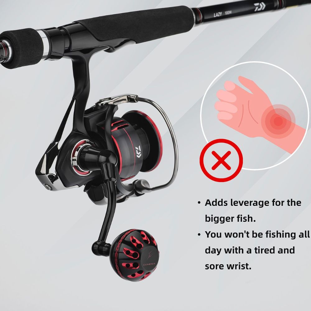 GOMEXUS Spinning Reel Custom Accessorie Daiwa Fuego 1000-4000 PLUG & PLAY HANDLE BLK/RD - Image 5
