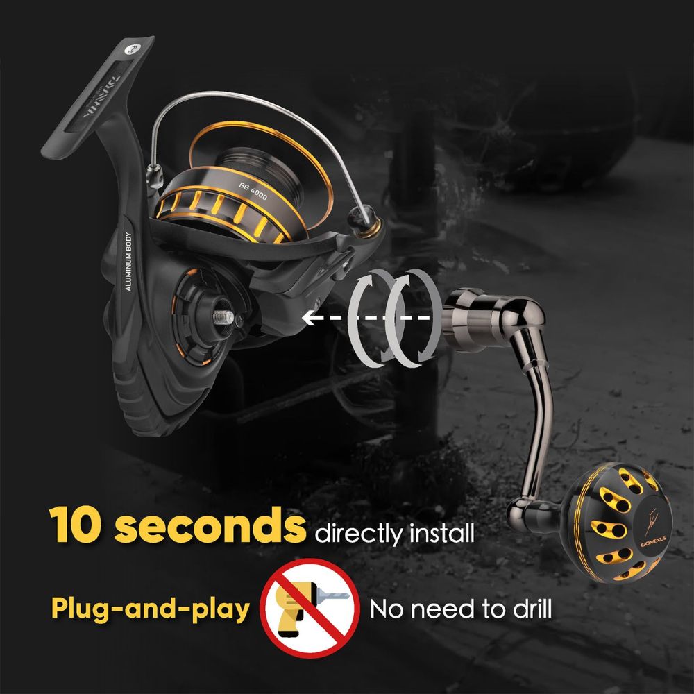 GOMEXUS Spinning Reel Custom Accessorie Daiwa BG 1500-3000 PLUG & PLAY HANDLE LBG65A38BKGD - Image 4