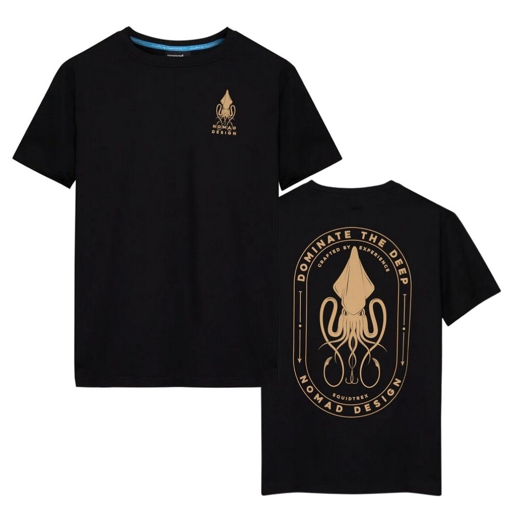 NOMAD DESIGN 100% Cotton T-Shirt Squidtrex DOMINATE THE DEEP Size XL/Black