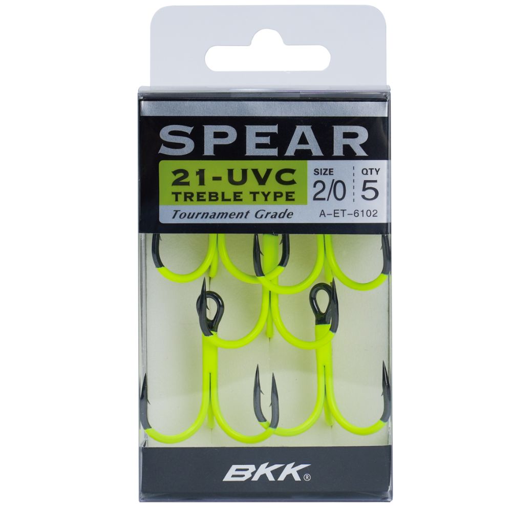 BKK Freshwater Fishing Yellow UV Coated Treble Lure Hook SPEAR-21 UVC - Image 3