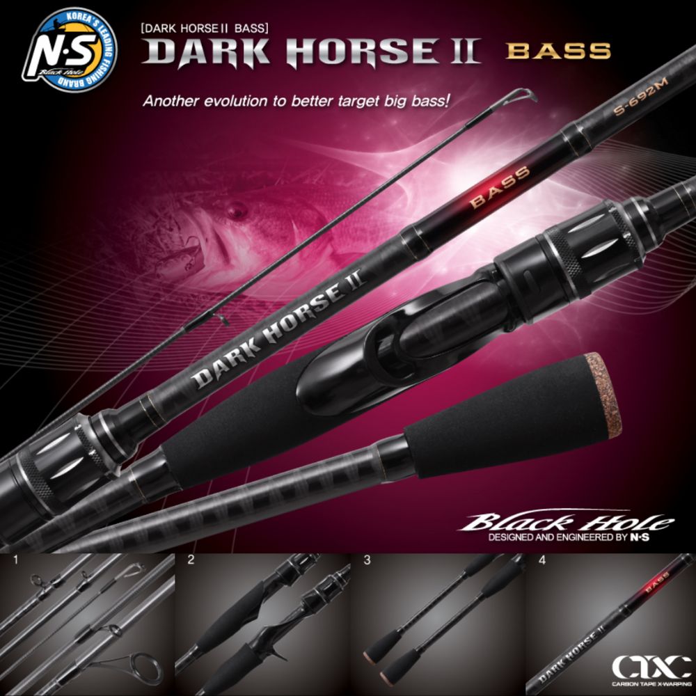 NS BLACK HOLE Bass Fishing Spinning Rod DARK HORSE II BASS S-692M - Image 2