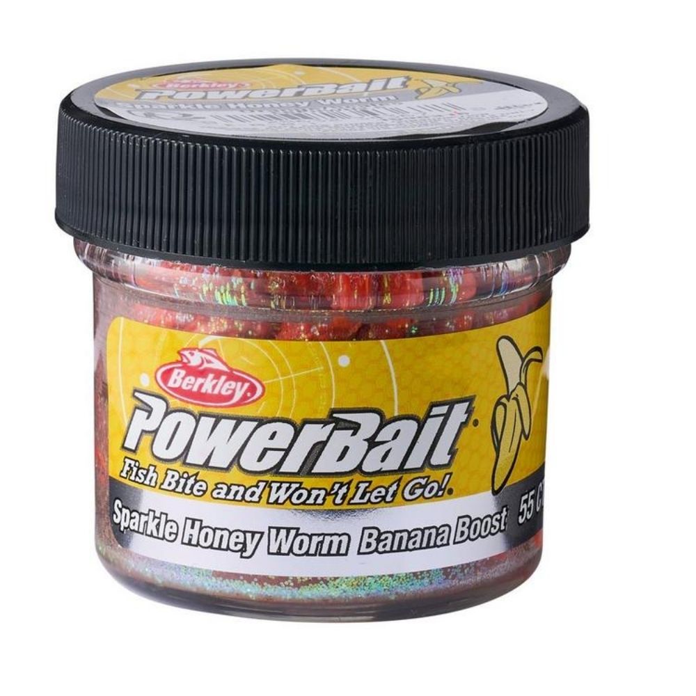 BERKLEY PowerBait Soft Lure Sparkle HONEY WORM Banana Boost 25mm/55pcs Orange/Scales - Image 2