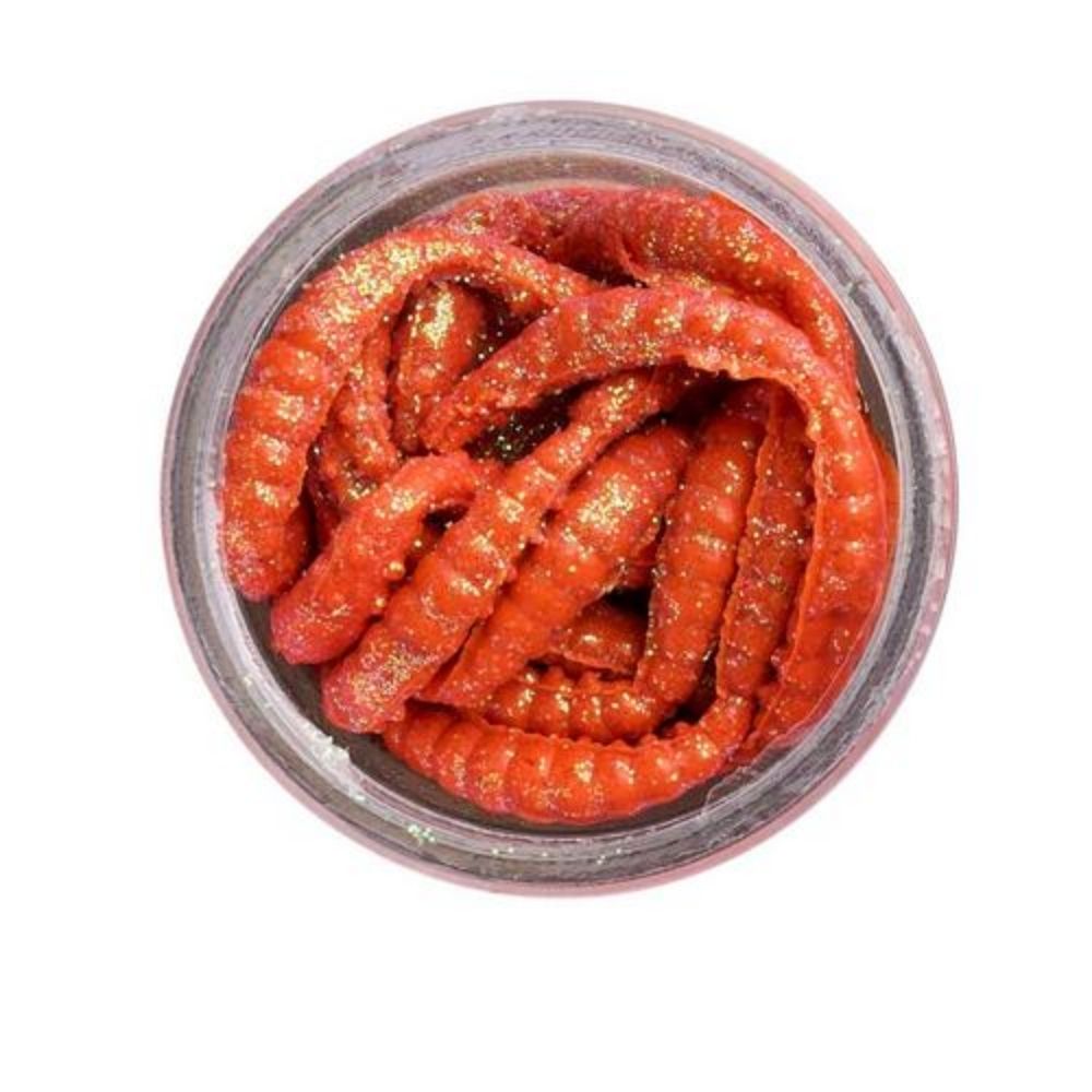 BERKLEY PowerBait Soft Lure Sparkle HONEY WORM Banana Boost 25mm/55pcs Orange/Scales - Image 4