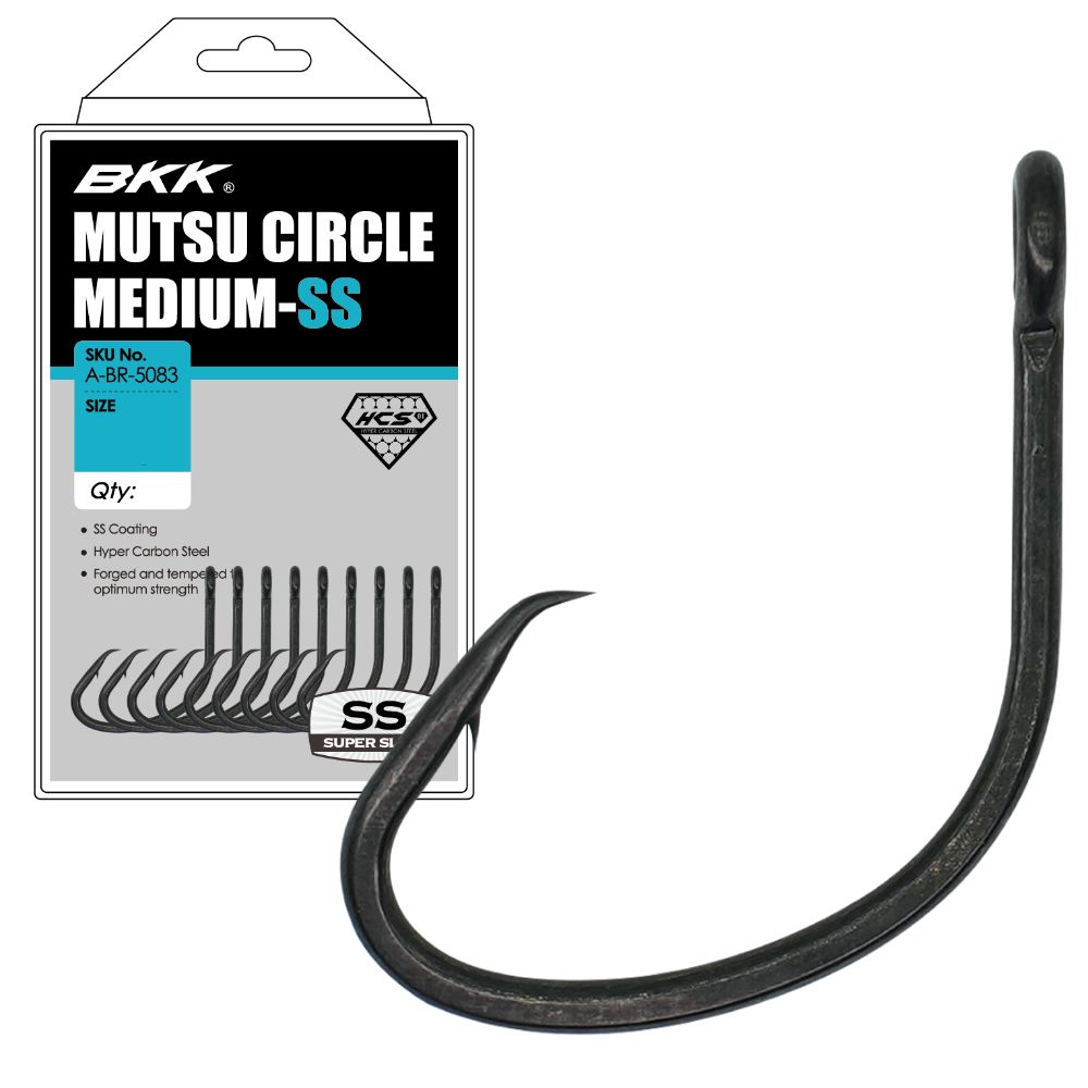 BKK Offset Circle SS Slide Coating Bait Fishing Hook MUTSU Medium-SS