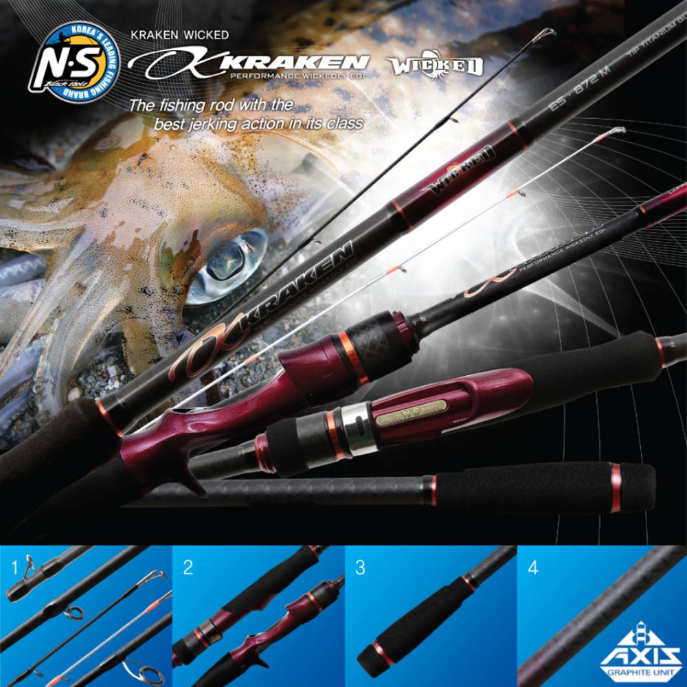 NS BLACK HOLE Squid Fishing Baitcasting Rod KRAKEN WICKED EB-682M - Image 2