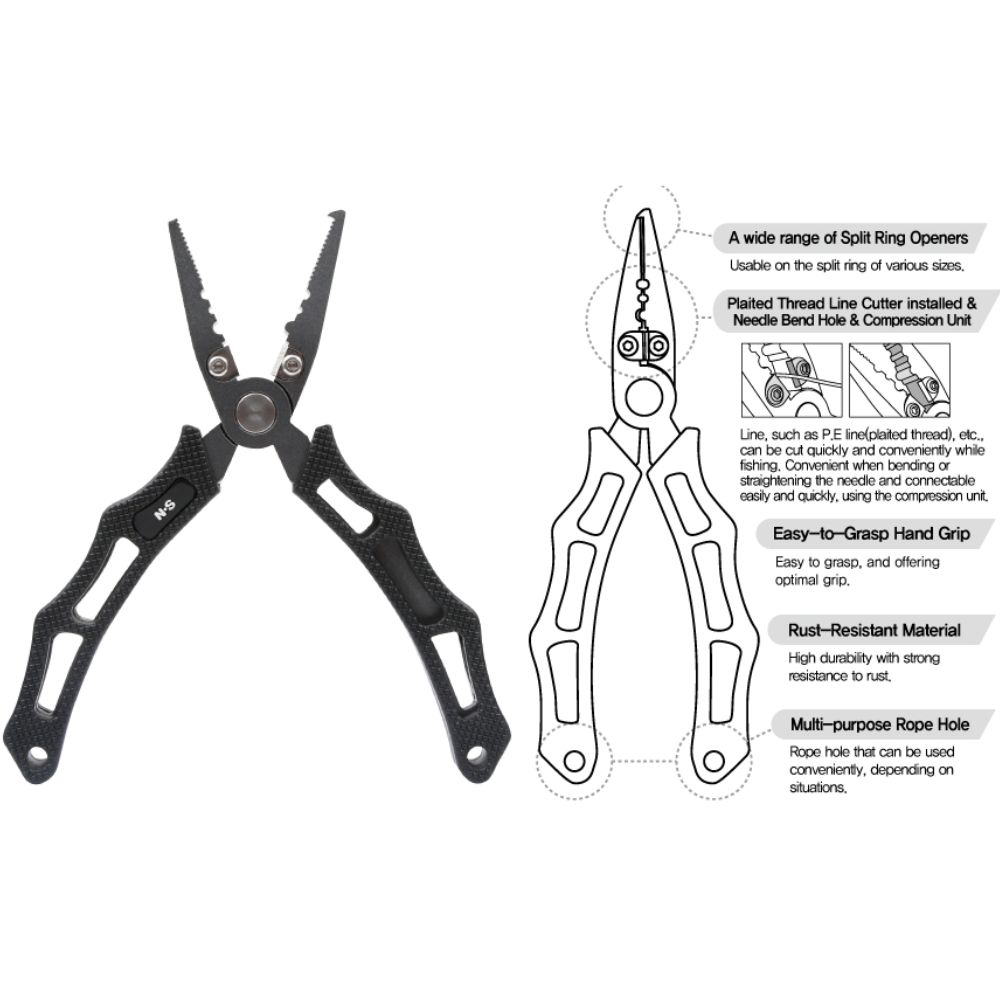 NS Black Hole Stainless Steel Braid Cutter/Split Ring Opener N-TOOL Pliers S - Image 3
