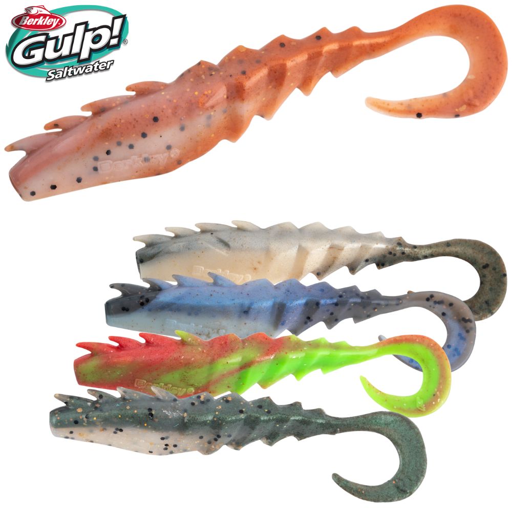 BERKLEY Gulp Scented Soft Bait Lure Saltwater NEMESIS PRAWN Curl Tail 5in/3pcs