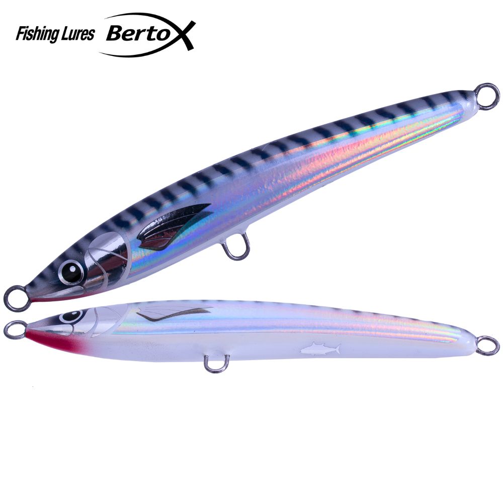 BERTOX Saltwater Handmade Wooden Sinking STICK BAIT 18cm/75g Alu/White Mackerel