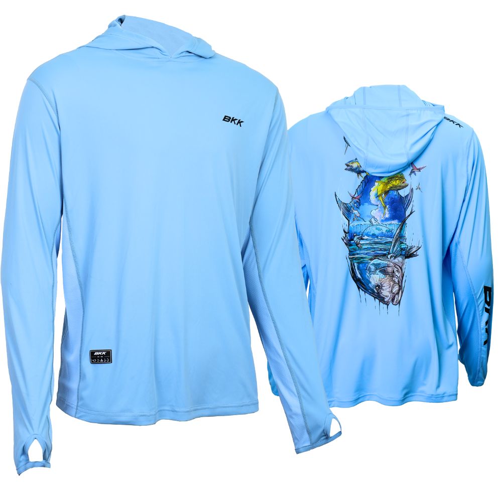 BKK Hooded Long Sleeve Performance Shirt BRAND VALUES GT Light Blue