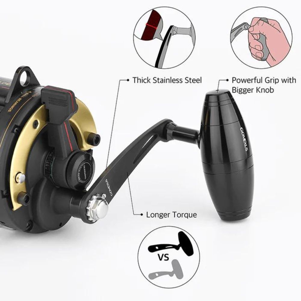 GOMEXUS Fishing Reel Aluminium Power Handle For Shimano TLD 20/25 Black - Image 6