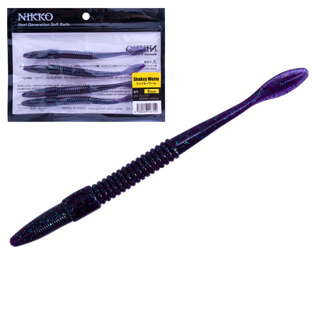 NIKKO Next Generation Soft Bait Lure SHAKEY WORM 6in - Image 2