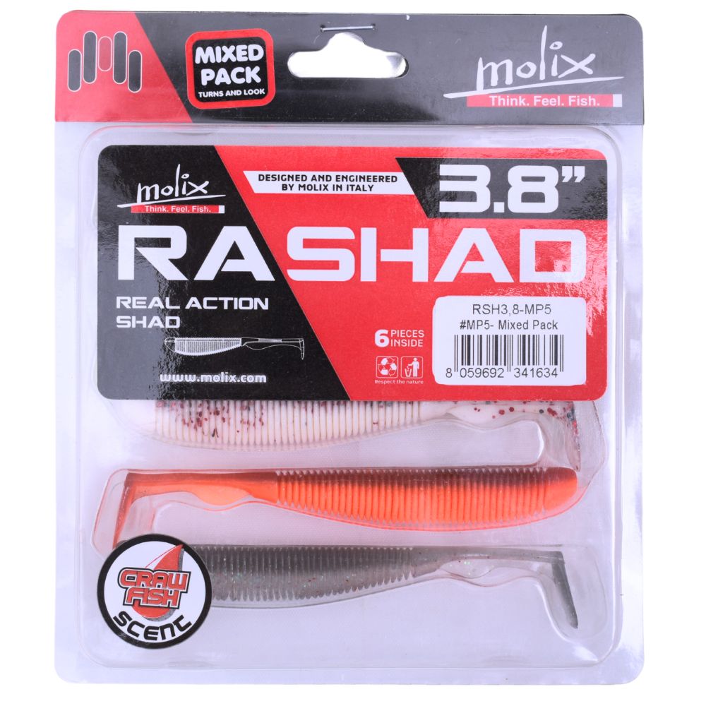 MOLIX Scented Soft Bait Lure RA SHAD 3.8” Mixed Pack MP-5 - Image 9
