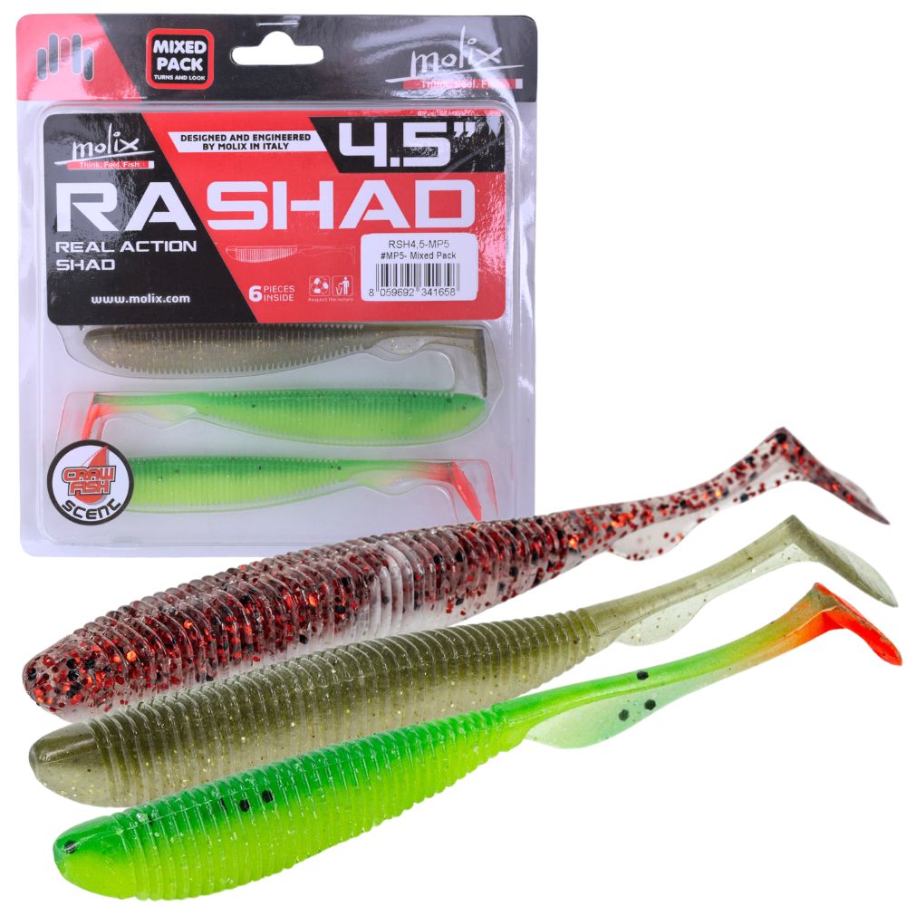 MOLIX Scented Soft Bait Lure RA SHAD 4.5” Mixed Pack MP-5