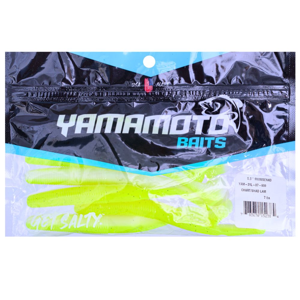 YAMAMOTO BAITS Scented Soft Bait Lure SWIMSENKO 5.5in Chartreuse Shad - Image 3