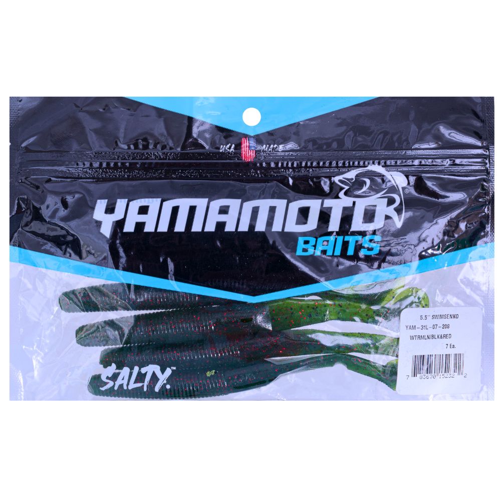 YAMAMOTO BAITS Scented Soft Bait Lure SWIMSENKO 5.5in Watermelon/Black & Red - Image 3