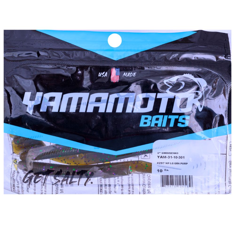 YAMAMOTO BAITS Scented Soft Bait Lure SWIMSENKO 5in Green Pumpkin/Large Green & Purple Flk - Image 3