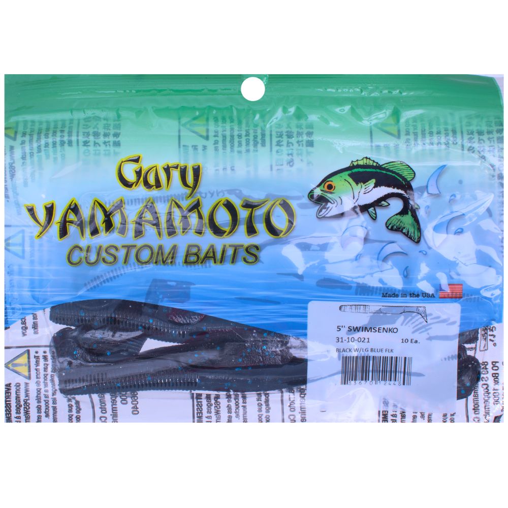 YAMAMOTO BAITS Scented Soft Bait Lure SWIMSENKO 5in Black/Large Blue Flk - Image 3