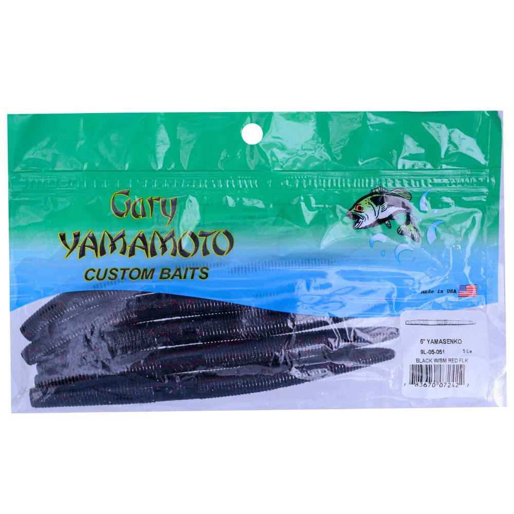 YAMAMOTO BAITS Soft Bait Lure YAMASENKO 6“ Black/Small Red Flk - Image 3