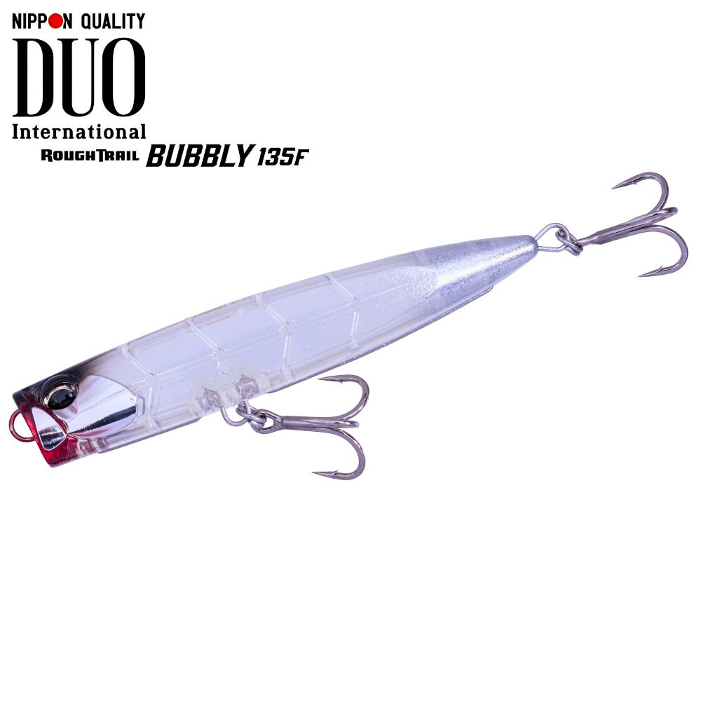 DUO Topwater Fishing Slim Popper Lure Rough Trail BUBBLY 135F CSH0867 Clear Bait Glitter