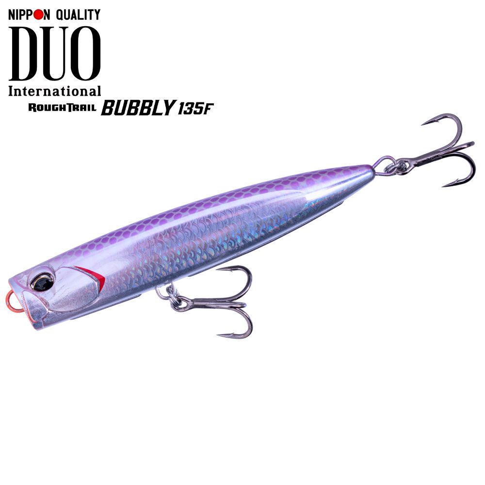 DUO Topwater Fishing Slim Popper Lure Rough Trail BUBBLY 135F CYA0866 UV Purple Silver