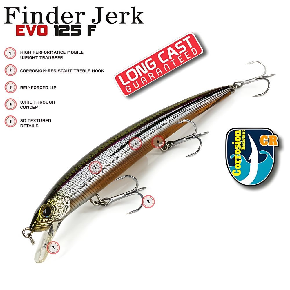 MOLIX Long Casting Floating Jerk Bait Lure FINDER JERK EVO 125F - Image 2