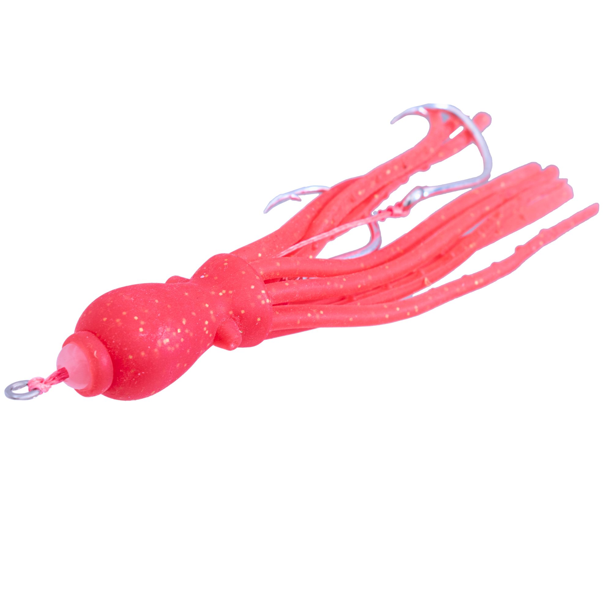 FEAR NO FISH Pre-Tied Scented Skirted Octopus 2-Hook Assist Rig 4.5in Red - Image 3