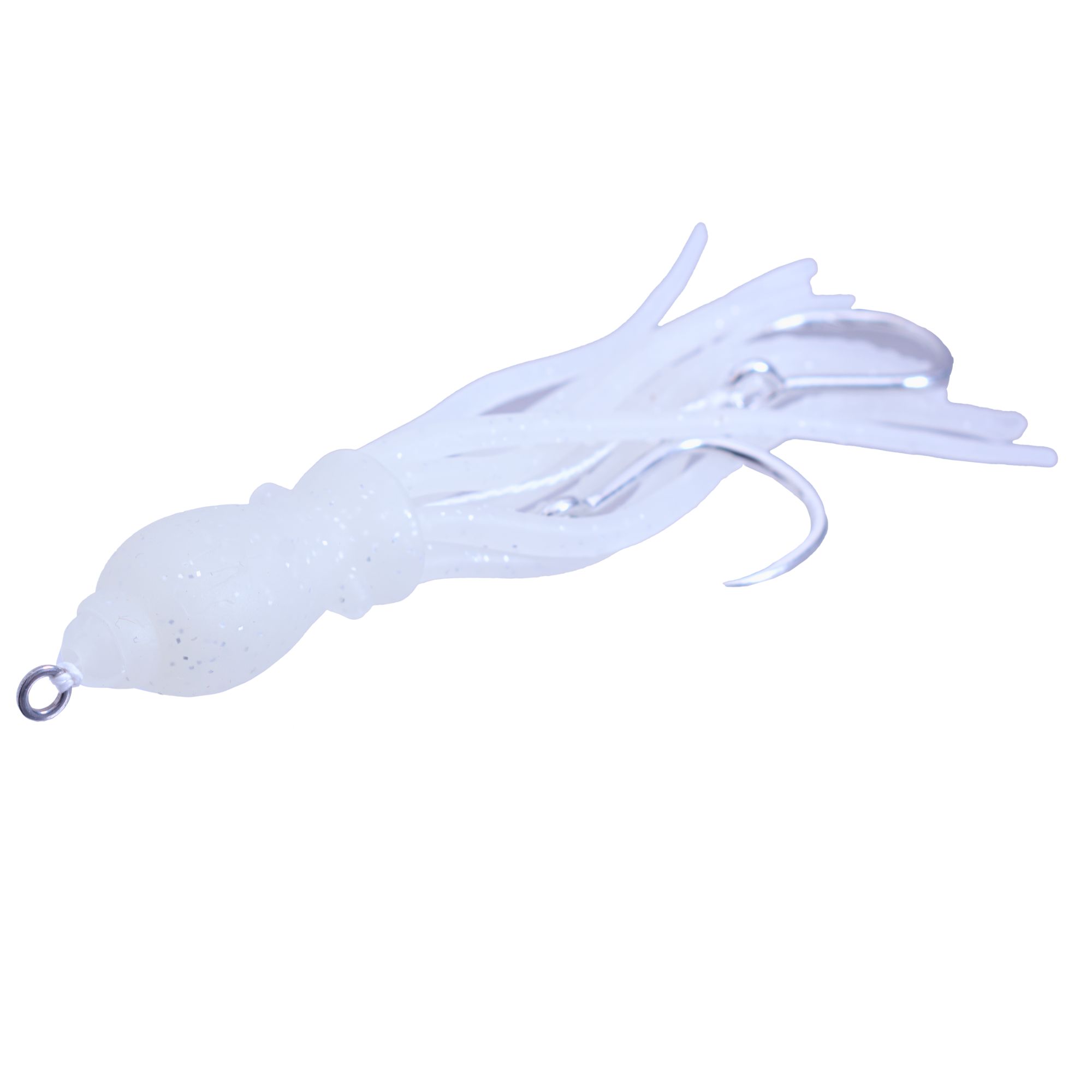 FEAR NO FISH Pre-Tied Scented Skirted Octopus 2-Hook Assist Rig 4.5in White - Image 3