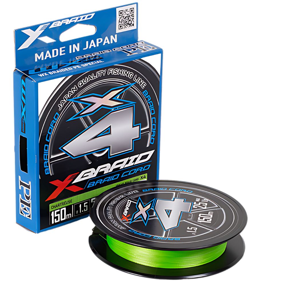 YGK X-BRAID Japan Quality Fishing 4-Strand Braid Line BRAID CORD X4 150m/Chartreuse