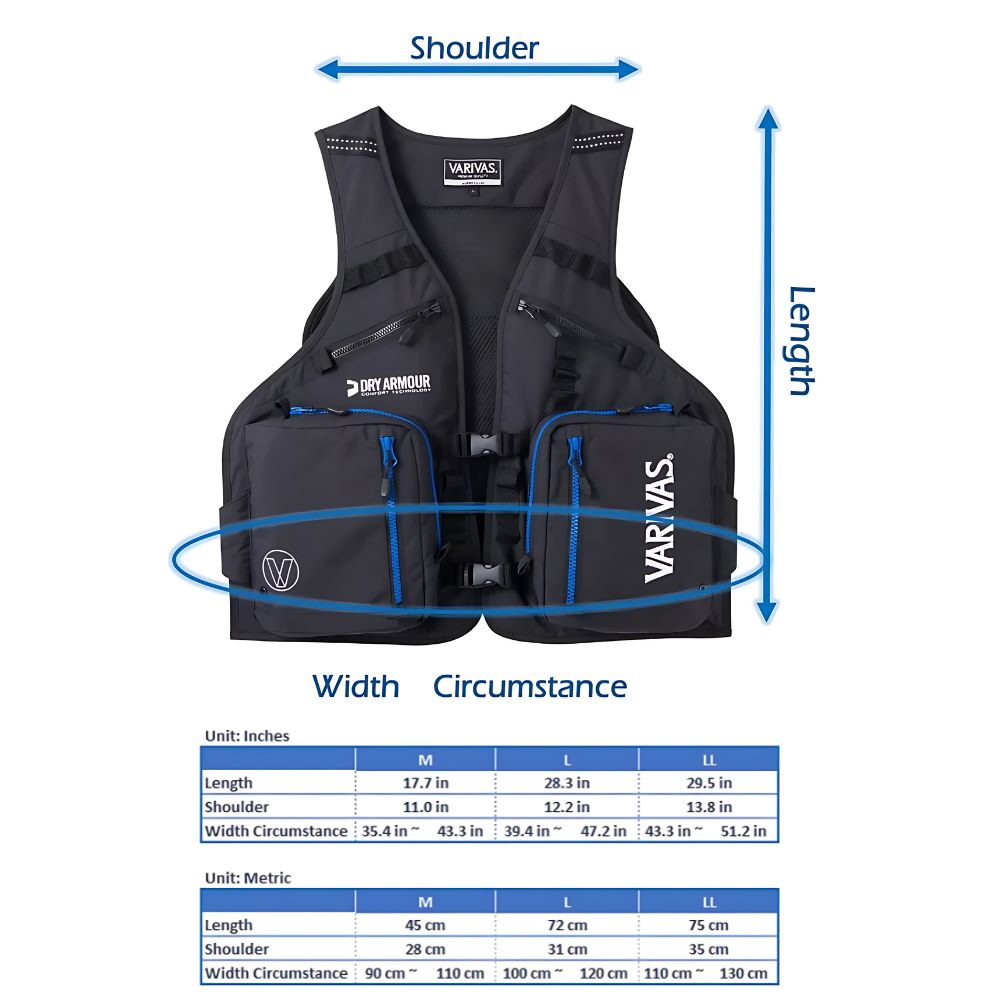 VARIVAS Game Fishing Backpack ACTIVE VEST VAVT-05 Size L/Black Blue - Image 3