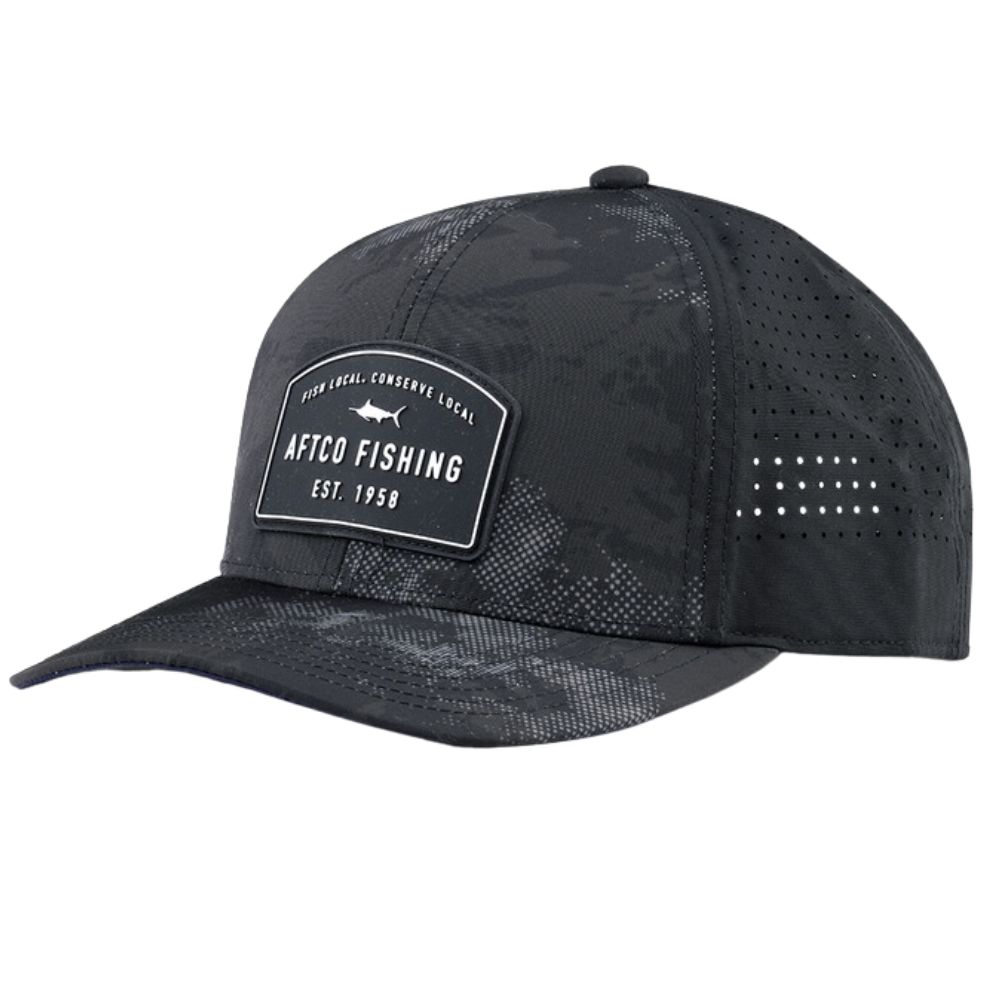 AFTCO Fishing Headwear Snapback DEUCE HAT Black Storm Camo