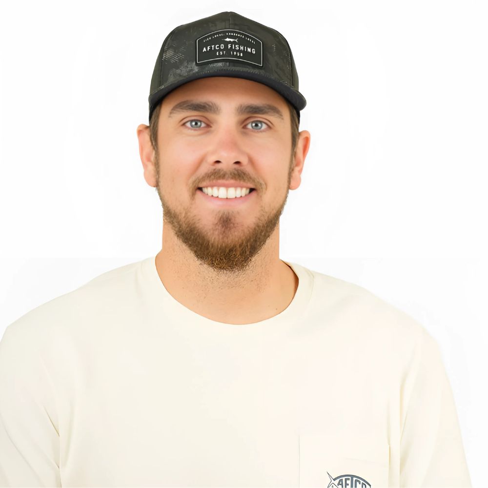 AFTCO Fishing Headwear Snapback DEUCE HAT Black Storm Camo - Image 4