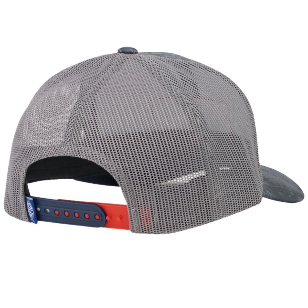 AFTCO Fishing Heeadwear Snapback Hat CROSSBAR TRUCKER Characoal Acid Camo - Image 2