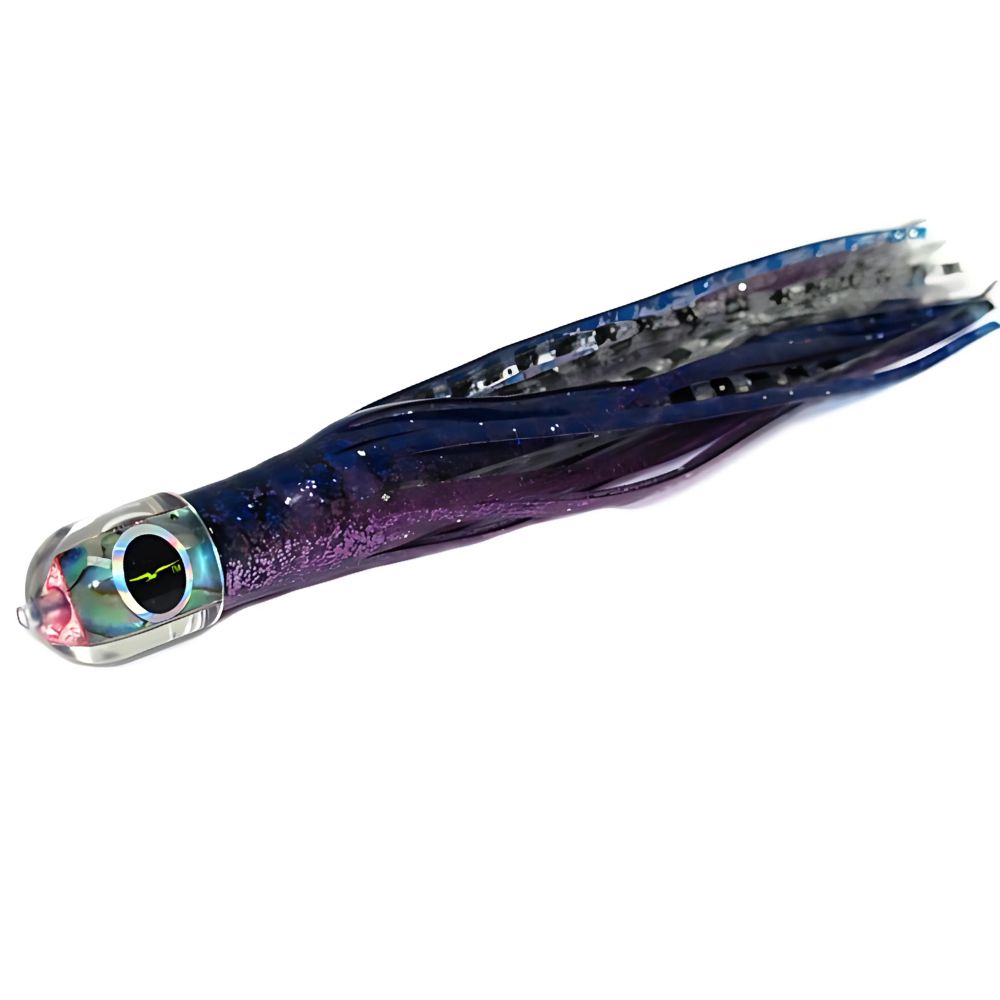 BLACK BART Offshore Trolling Skirted Lure BRAT Ika Purple Blue Dot/Silver Tiger - Image 2