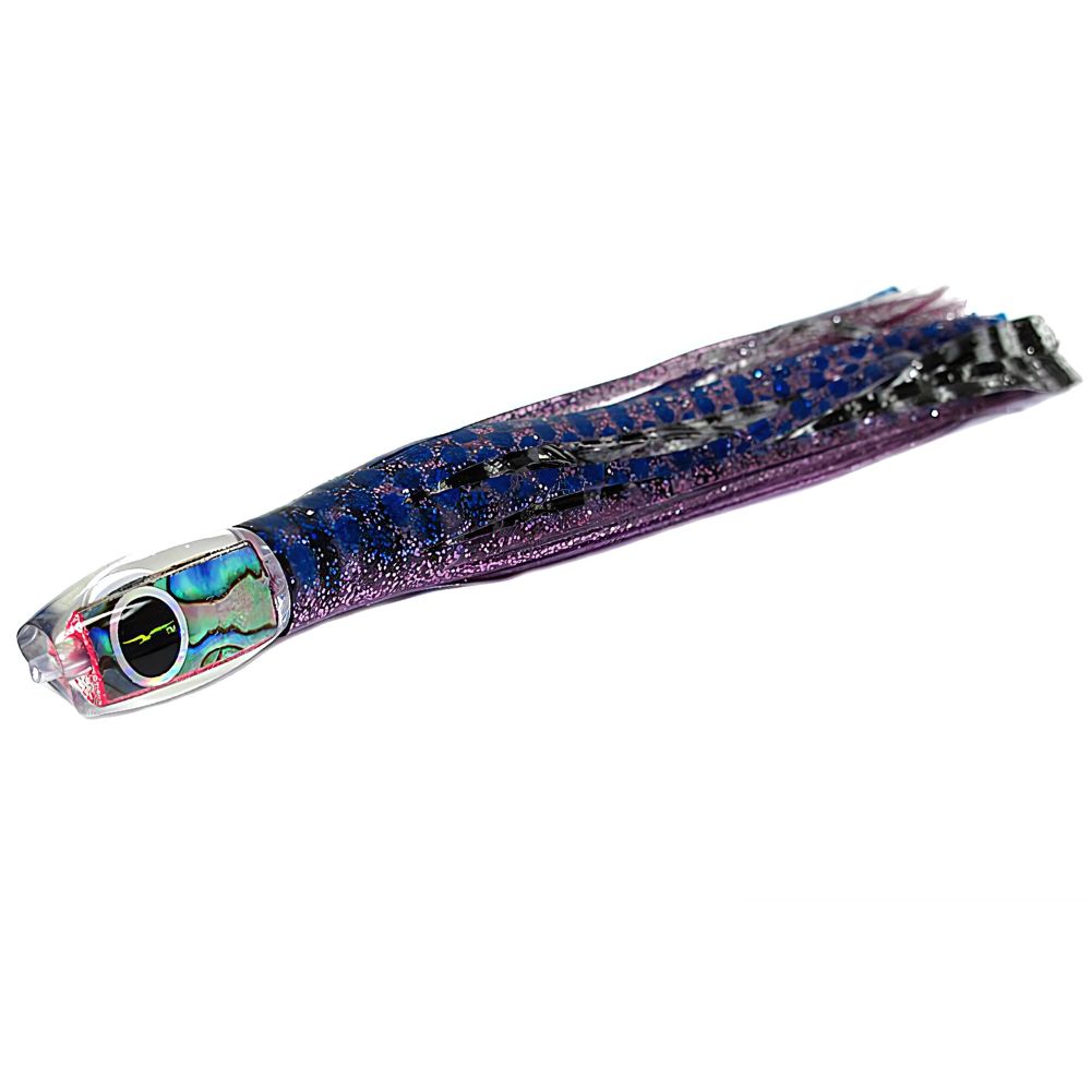 BLACK BART Offshore Trolling Skirted Lure BRAT Purple Blue Dot/Silver Tiger - Image 2