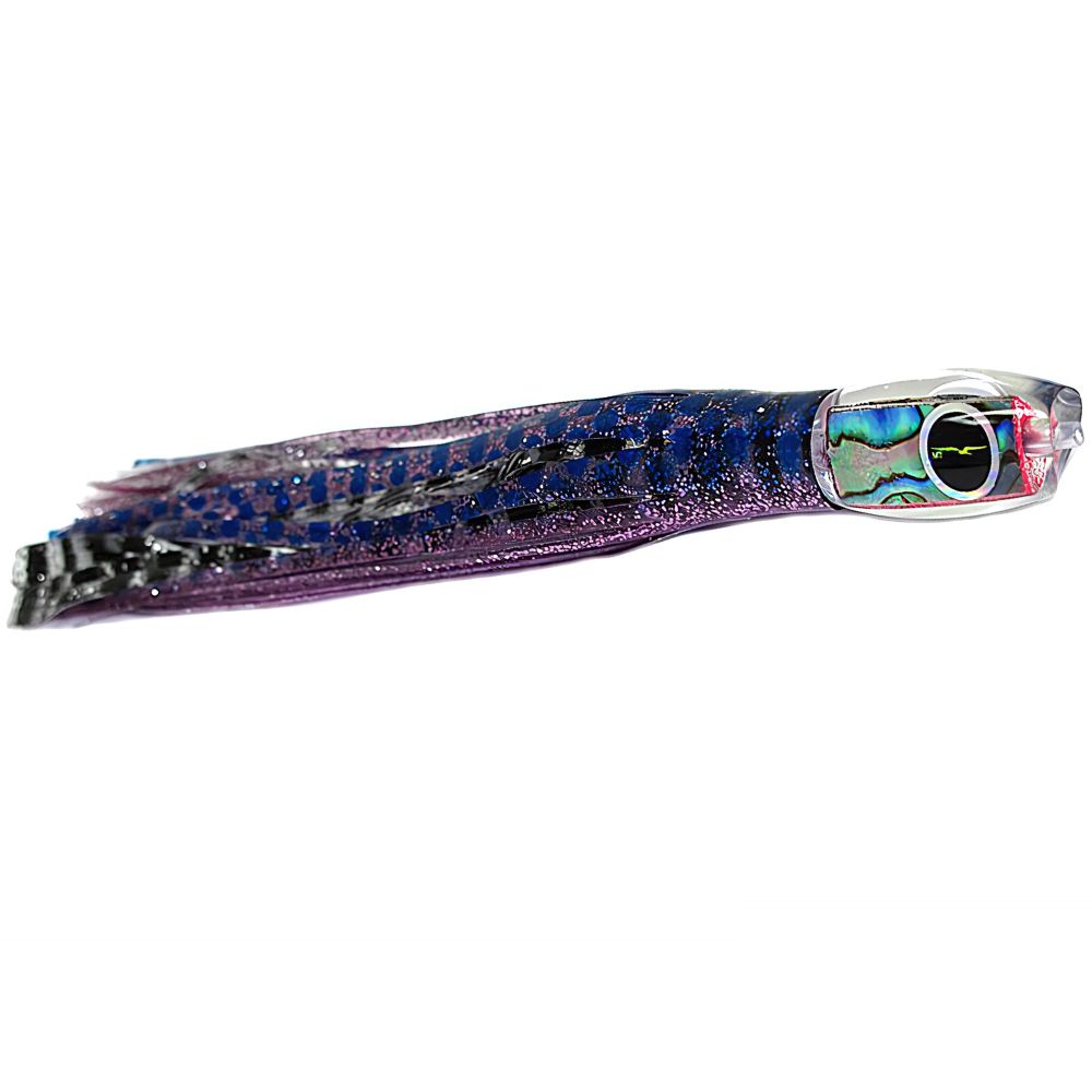 BLACK BART Offshore Trolling Skirted Lure BRAT Purple Blue Dot/Silver Tiger - Image 3