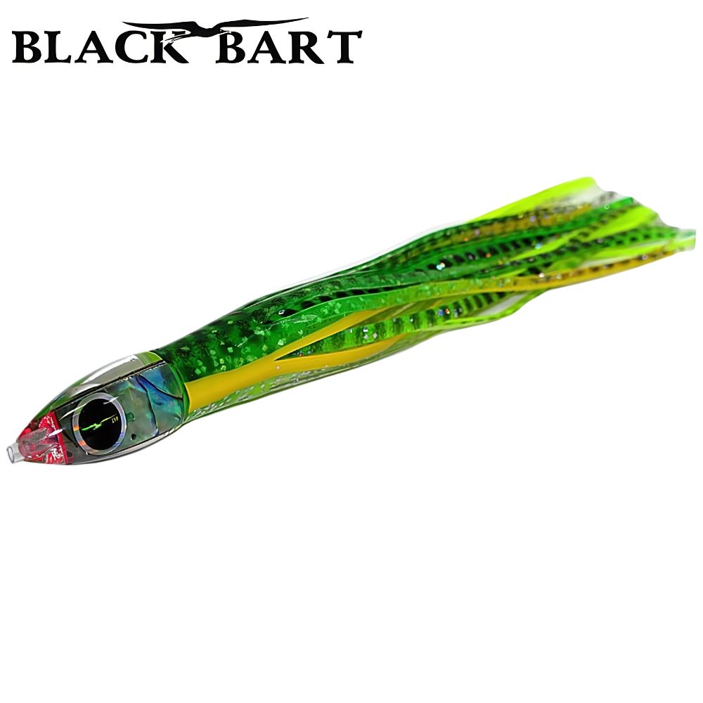 BLACK BART Offshore Trolling Skirted Lure BRAT Sushi Green Dot/Green Chartreuse