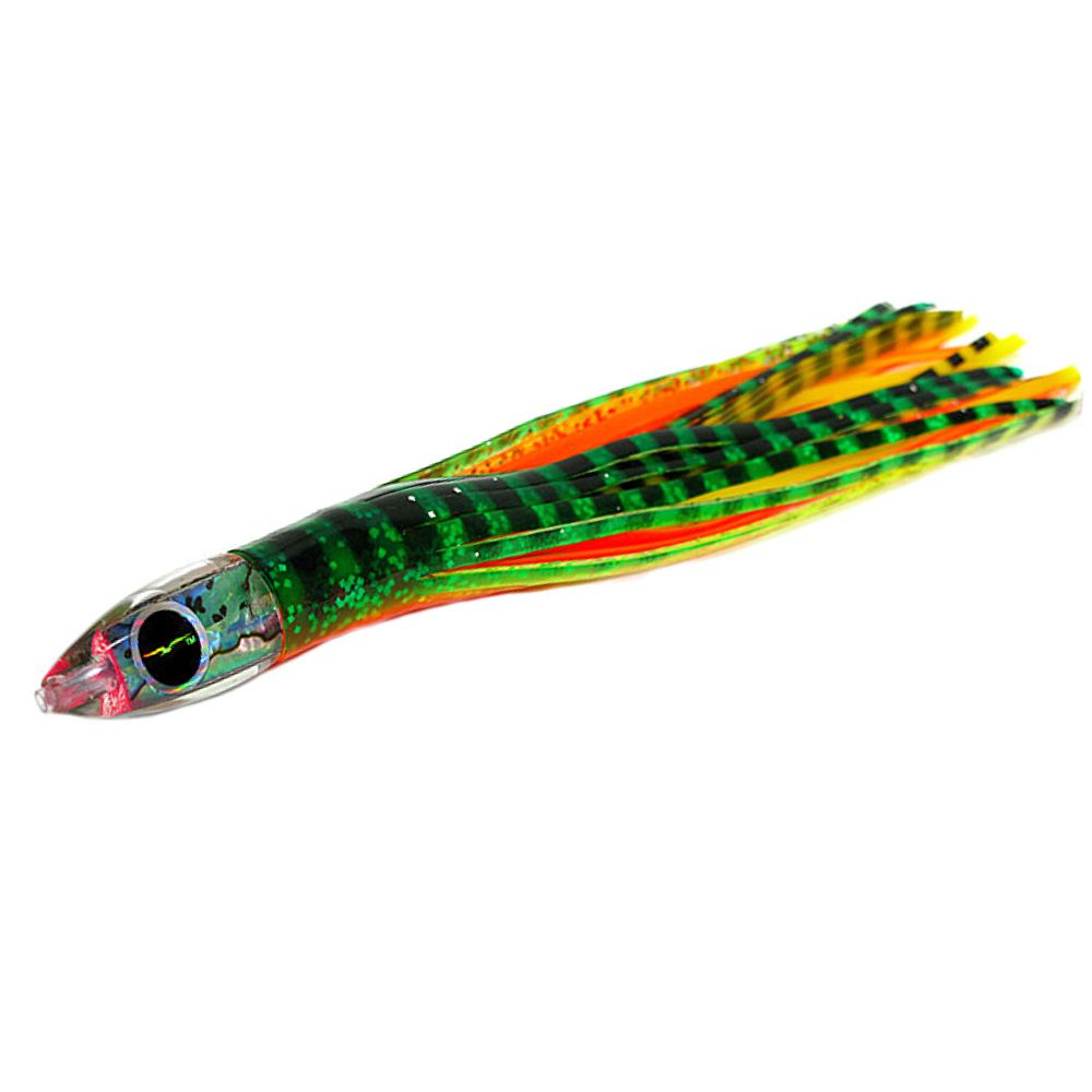 BLACK BART Offshore Trolling Skirted Lure BRAT Sushi Green Orange Tiger/Yellow Tiger - Image 2